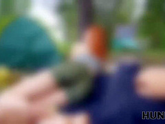 HUNT4K. Horny guy found redhead slut in the forest and fucked her roughly