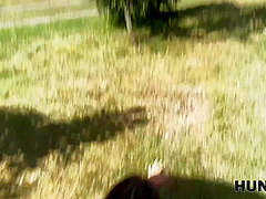 HUNT4K. Rough outdoor sex with a lot of cum between a teen and an older guy