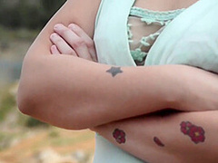 Bosomed Bitch Sucks Chopper Outdoors - Erotic