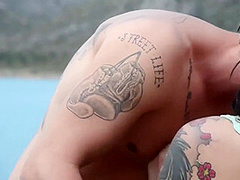 Bosomed Bitch Sucks Chopper Outdoors - Erotic