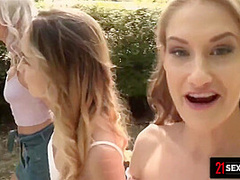 Blonde Beauties Enjoy Fucking And Pussy Play Outside With Tiffany Tatum, Mona Blue And Marilyn Sugar