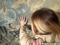 Shy MILF pussypounded outdoor in public