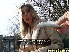 Shy MILF pussypounded outdoor in public