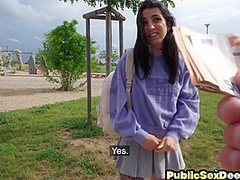 Naive bebe pulled amateur outdoor fuck for money