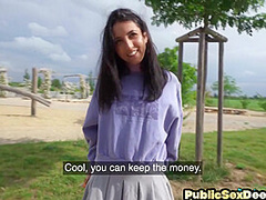 Naive bebe pulled amateur outdoor fuck for money