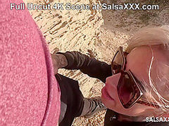Fuck me on the Beach! Horny MILF Sophie Logan fucked by Jean Pallett at SalsaXXX