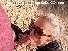 Fuck me on the Beach! Horny MILF Sophie Logan fucked by Jean Pallett at SalsaXXX